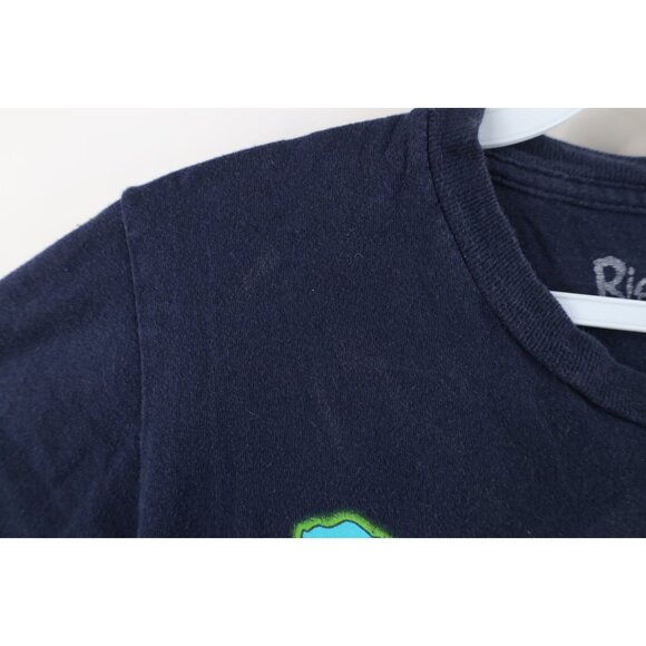 Y2K Womens Small Distressed Rick and Morty Cartoon Short Sleeve T-Shirt Blue - Picture 7 of 15